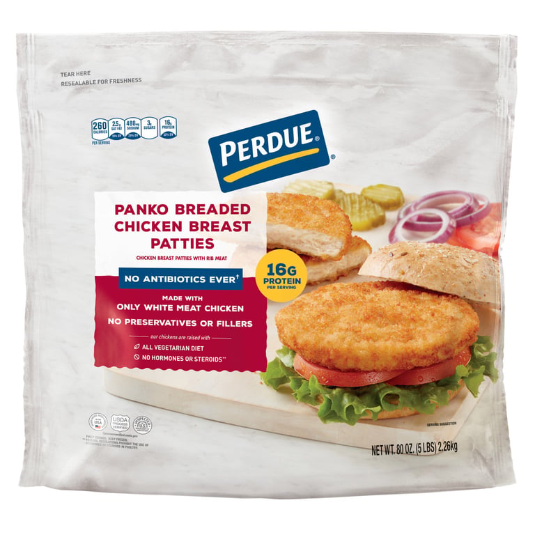 Perdue Panko Breaded Chicken Breast Patties, 5 lbs