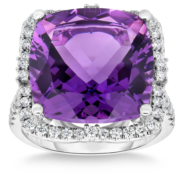 14kt White Gold VS2 I 0.50ctw Diamond and Amethyst Ring