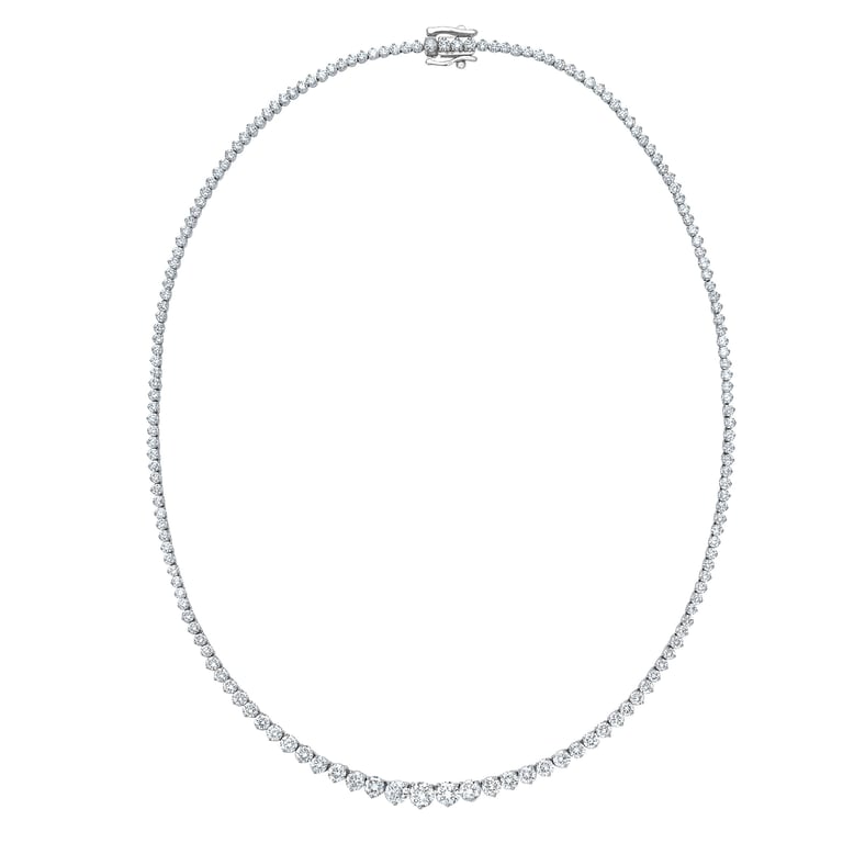 14kt White Gold VS2 G Color 10.0 ctw Round Brilliant Diamond Strand Necklace