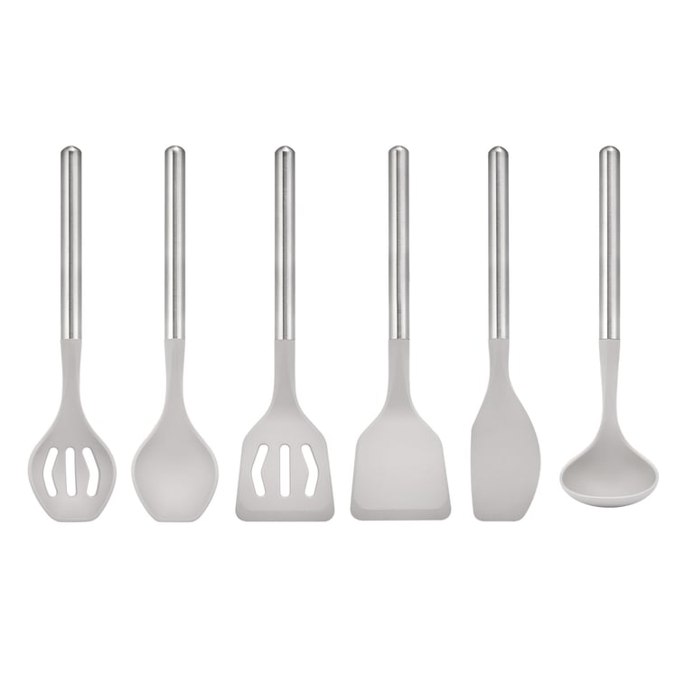 6-Piece Silicone Cooking Utensil Set with Stainless Steel Handles