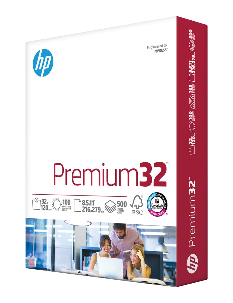 HP Premium LaserJet Paper 8.5" x 11", 32 lb, 100 Brightness, 500 Sheets