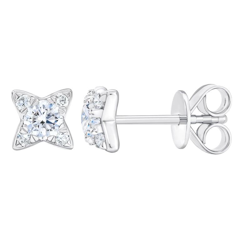 14kt White Gold VS2 I 0.50 CTW Round Diamond Star Earrings