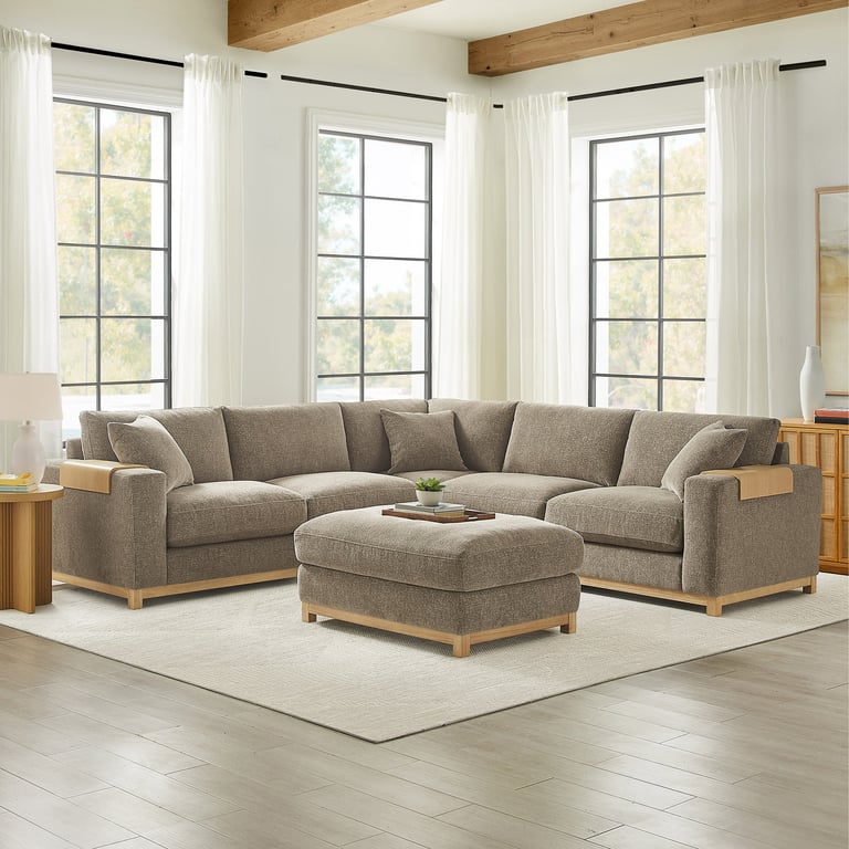 Aiden and Ivy Hawthorne Fabric 4-Piece Sectional with Ottoman