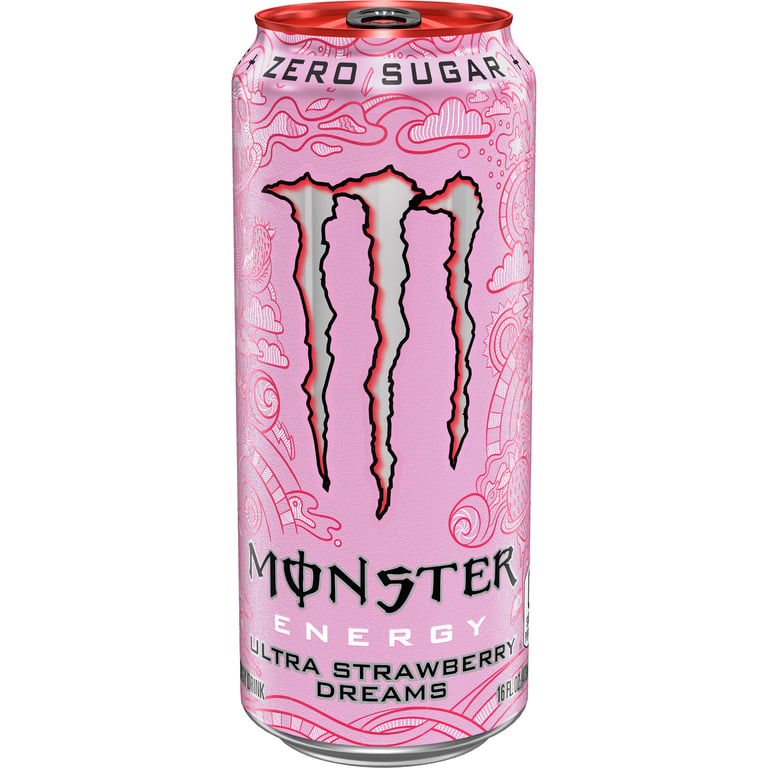 Monster Ultra Strawberry Dreams Energy Drink, 16 fl oz, 24-Pack