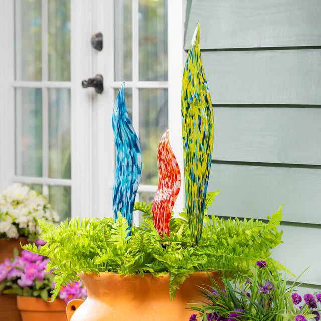 Glass Garden Stakes 3-Pack