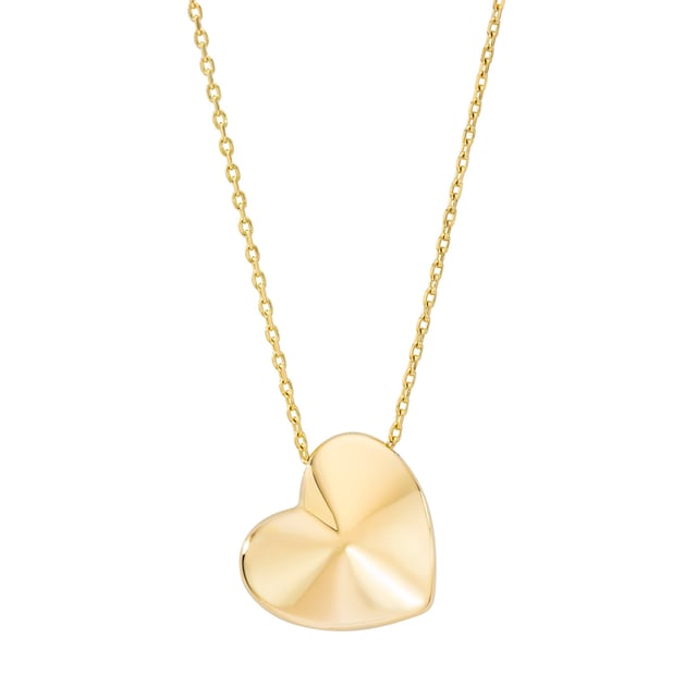 14kt Yellow Gold Pyramid Heart Necklace 18"