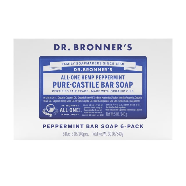 Dr. Bronner's Peppermint Bar Soap 6/5oz Bars