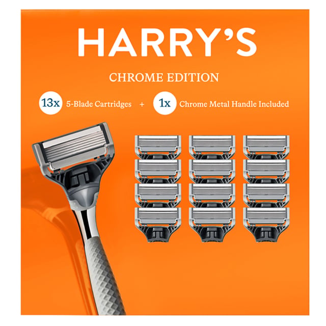 Harry's Chrome Edition Razor Set - 1 Handle, 13 Cartridges
