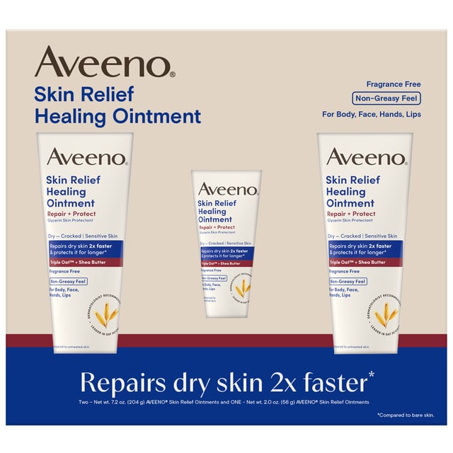 Aveeno Skin Relief Healing Ointment, 7.2 oz, 2-Pack + 2 oz