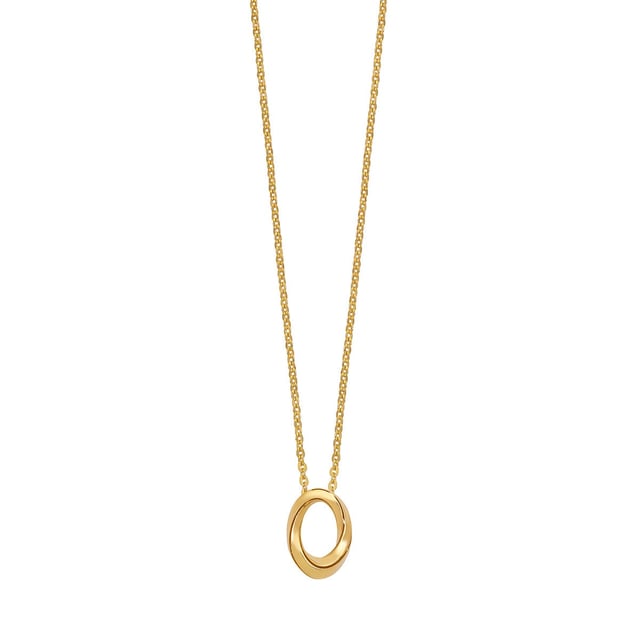 14kt Yellow Gold Swirl Oval Pendant 18" Made in Italy