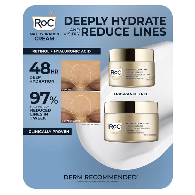 RoC Retinol Correxion Max Hydration Cream, 3.4 oz & 1.7 oz