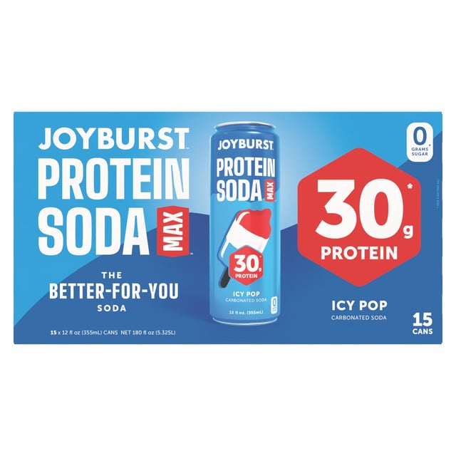 Joyburst Protein Soda Icy Pop, 30g Protein, 12 fl oz, 15-Pack
