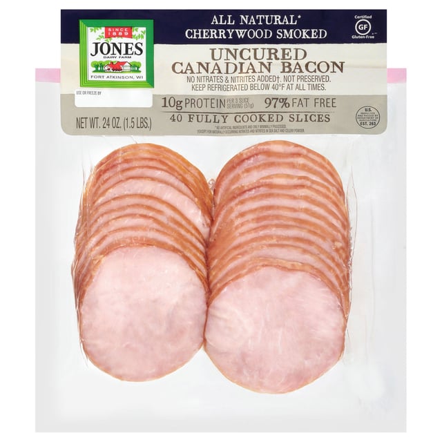 Jones Dairy Farm Canadian Bacon Slices, 24 Ounce Package