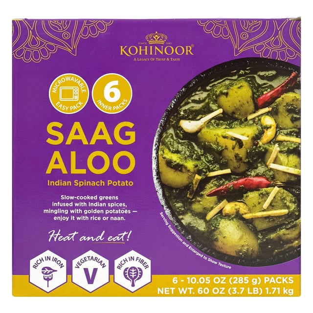 Kohinoor Foods Saag Aloo, 6-Pack / 10 oz Each