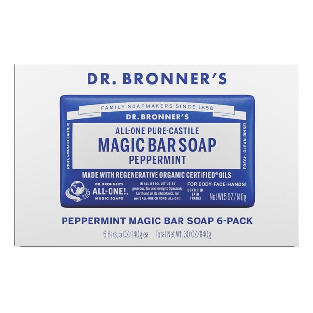 Dr. Bronner's Peppermint Bar Soap 6/5oz Bars