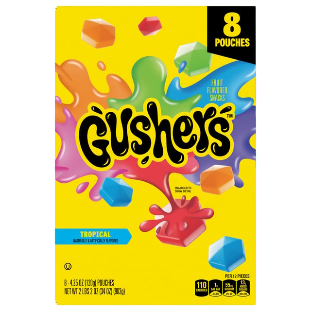 General Mills Gushers Tropical Fruit Flavored Snacks 8 Pack, 4.25 oz Each