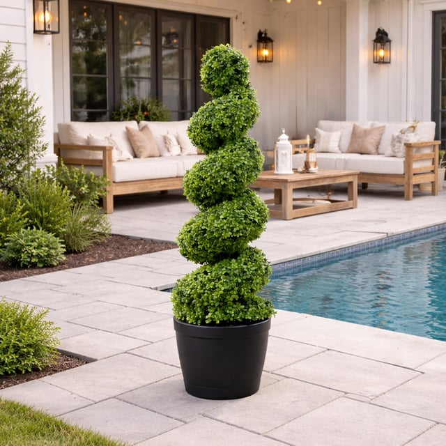 Nearly Natural 4' Spiral Boxwood Topiary
