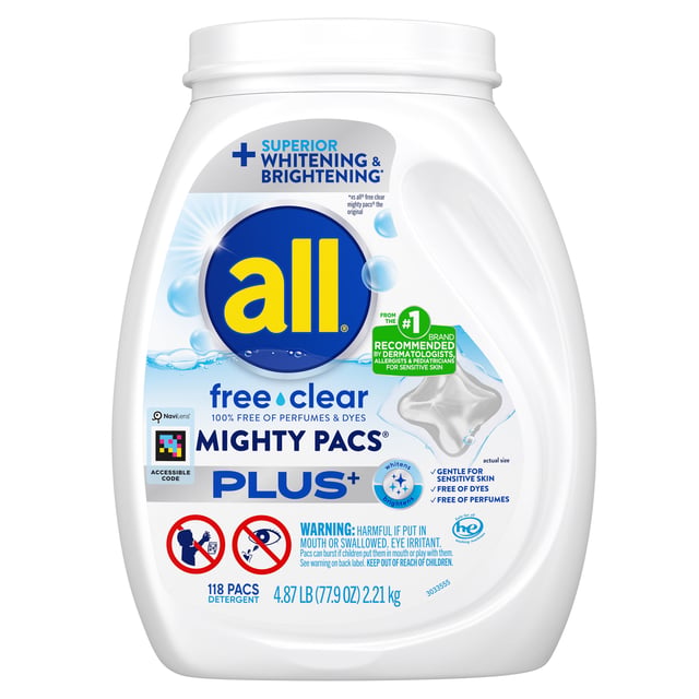 all Free & Clear Mighty Pacs Plus Laundry Pods, 118 CT