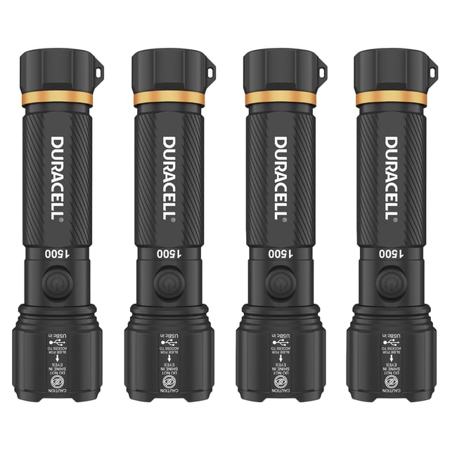 Duracell 1,500 Lumen Flashlight 4-Pack Hybrid Power