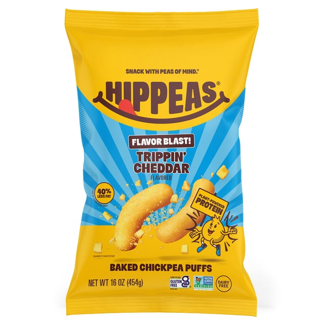Hippeas Trippin' Cheddar Chickpea Puffs, 16 Ounce Bag