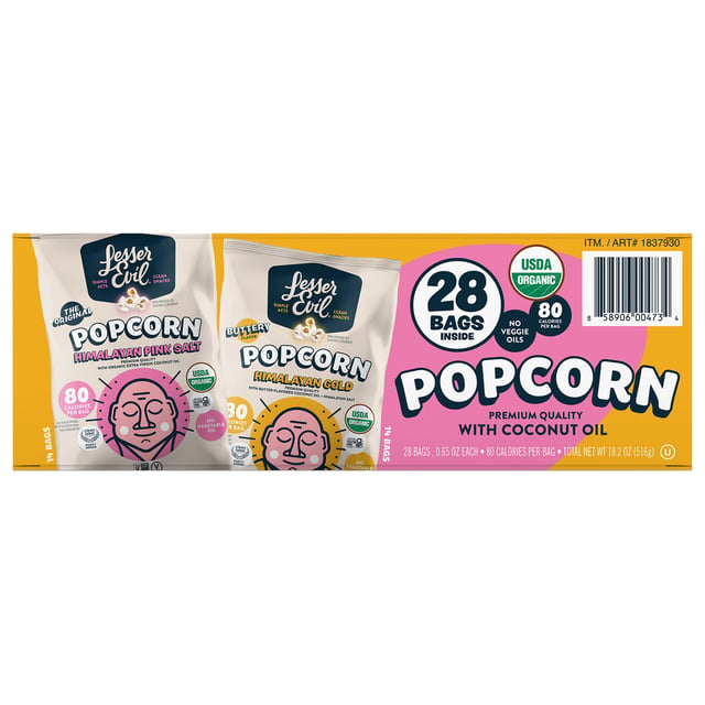 Organic Lesser Evil Popcorn Variety 28 / .65 oz