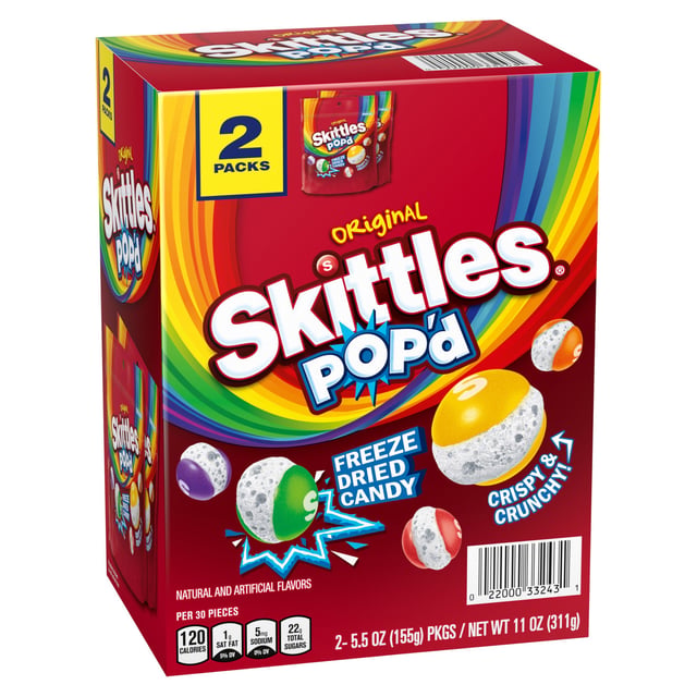 Skittles Pop'd Original Freeze Dried Candy 2-Pack, 5.5 oz Each