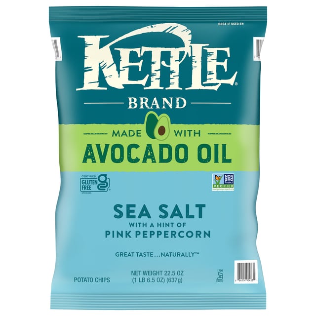 Kettle Brand Made with Avocado Oil Sea Salt Pink Peppercorn Chips 22.5 oz