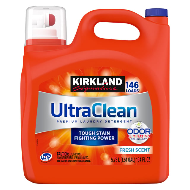 Kirkland Signature Ultra Clean HE Liquid Laundry Detergent, Fresh Scent, 146 Loads, 194 fl oz