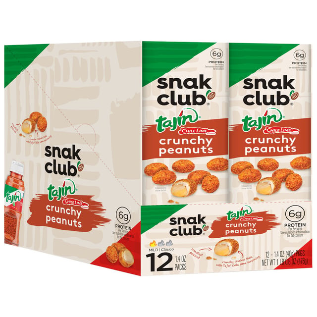 Snak Club Tajin Crunchy Peanuts, 12 CT / 1.4 oz