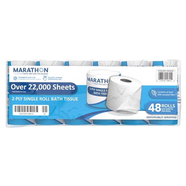 Marathon Bath Tissue Individually Wrapped 48/470 2,506 SqFt 2-Ply