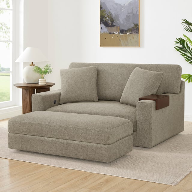 Thomasville Gilroy Oversized Chair with Storage Ottoman