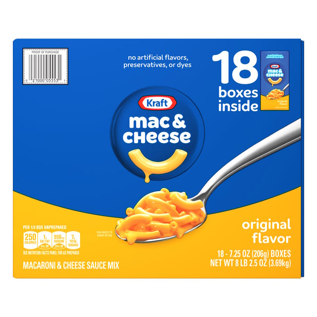 Kraft Macaroni & Cheese 18 CT 7.25 oz (8.15 lb)