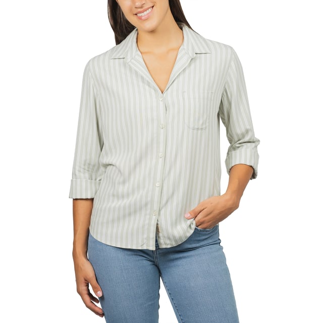 JACHS Girlfriend Women's 3/4 Sleeve Button-Up Shirt