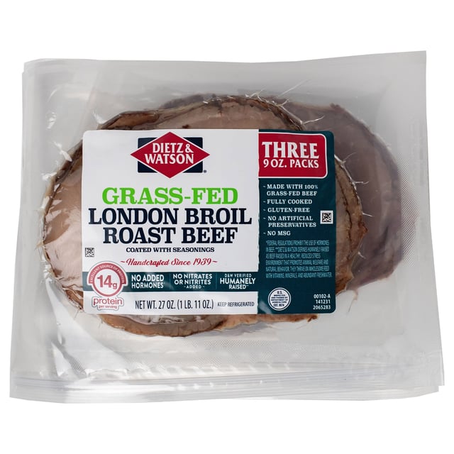 Dietz & Watson Grass Fed Roast Beef London Broil, 3 x 9 oz
