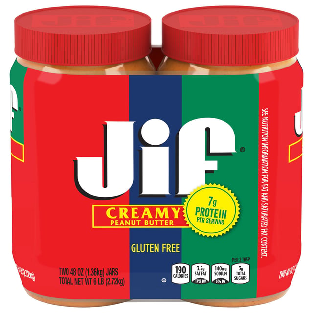 Jif Creamy Peanut Butter, 2/48 Ounce Jars