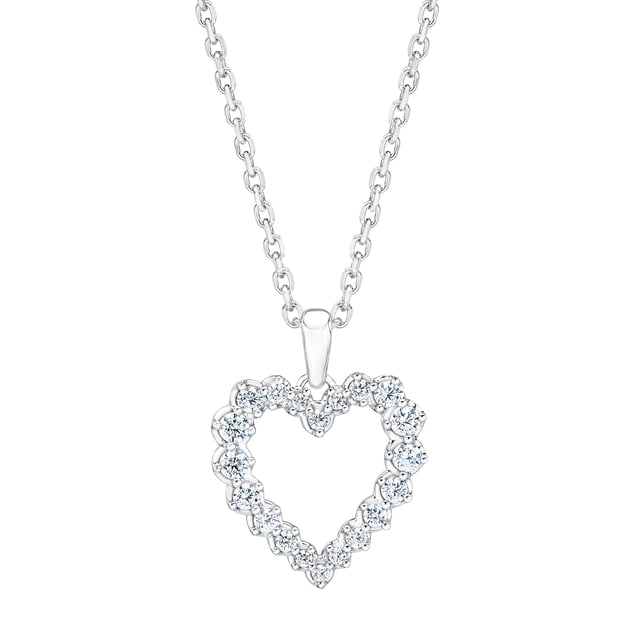 14kt White Gold VS2 I 0.50 CTW Round Diamond Heart Pendant