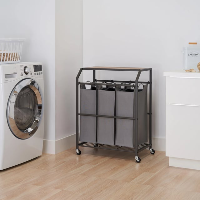 Trinity 3-Bag Laundry Cart with Flip-Up Top (#1742414) - $19.97
