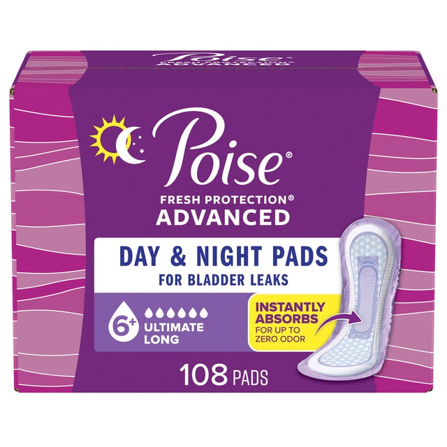 Poise Advanced Ultimate Absorbency Long Pads, 108 Count