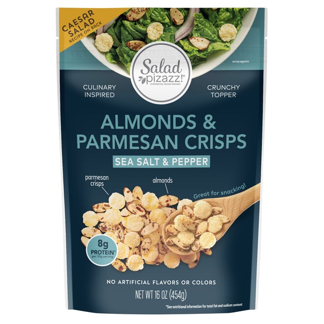 Salad Pizazz! Sea Salt & Pepper Almonds & Parmesan Crisps Topping, 16 oz Bag