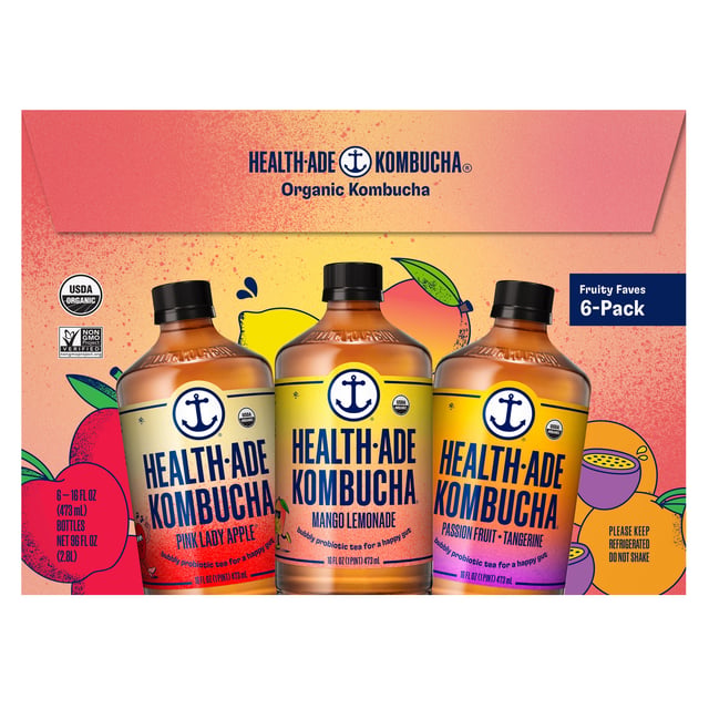 Health-Ade Organic Fruity Favorites Kombucha, 6/16 oz