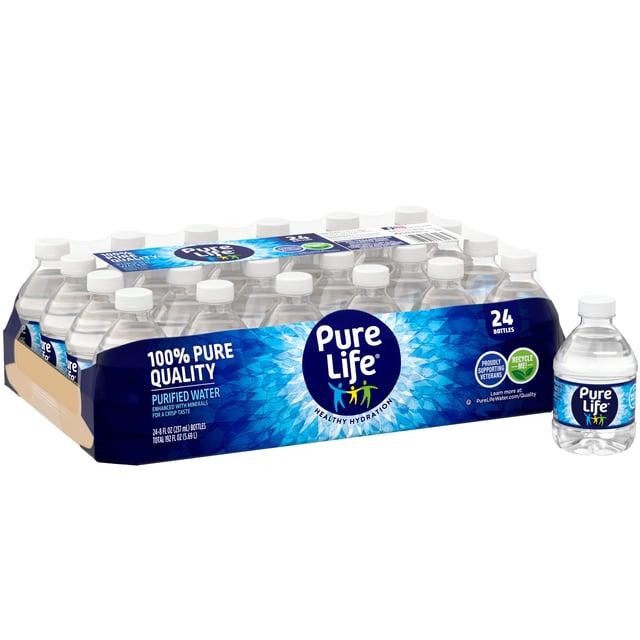 Pure Life Purified Water, 24-Pack, 8 fl oz Bottles