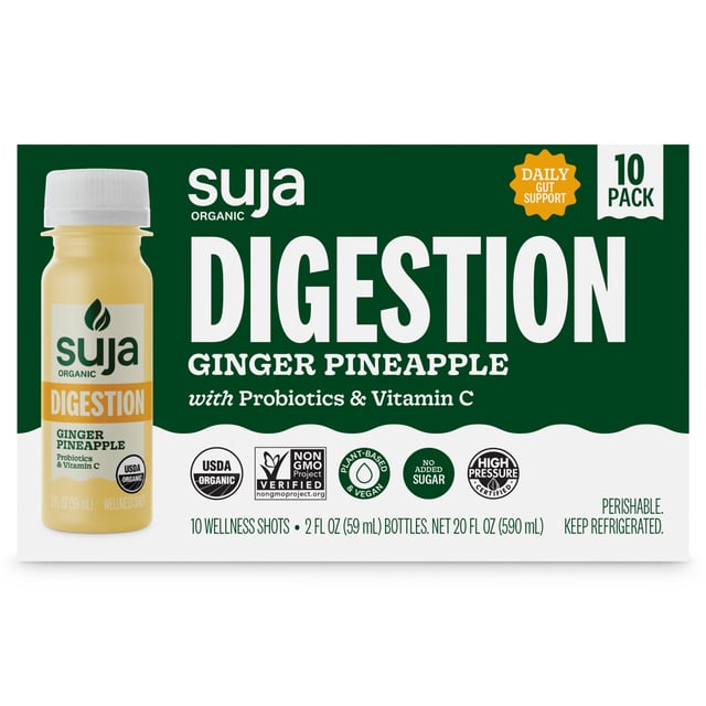 Suja Organic Digestion Ginger Pineapple Shots, 10 Pack, 2 oz Each