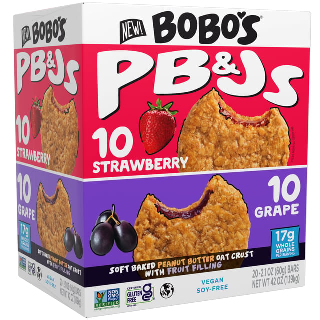 Bobo's PB&J Oat Sandwich Bar, Variety Pack, 2.1 oz, 20 Count