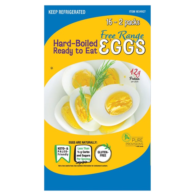 Pure Provisions Hard Boiled Free Range Eggs 16/2 CT