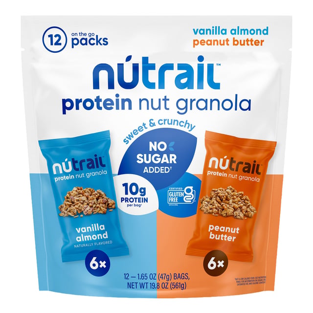 NuTrail No Sugar Added Protein Nut Granola, 12 / 1.6 oz Bags