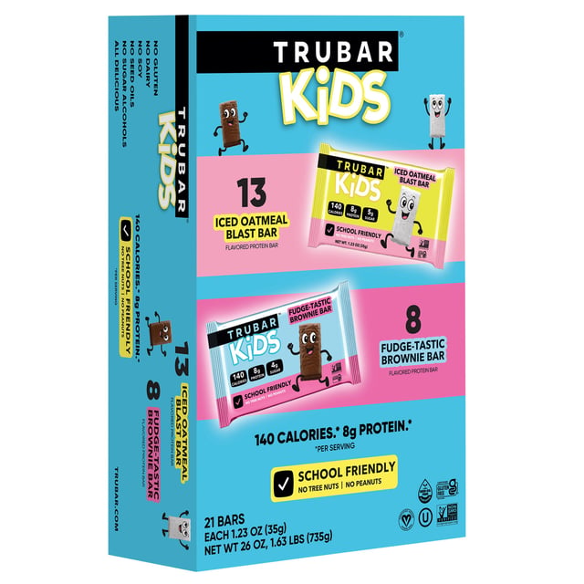 TruBar Kids Protein Bar Variety Pack, 21 Bars, 1.23 oz Each