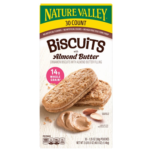 Nature Valley Biscuits with Almond Butter, 1.35 oz, 30-Count