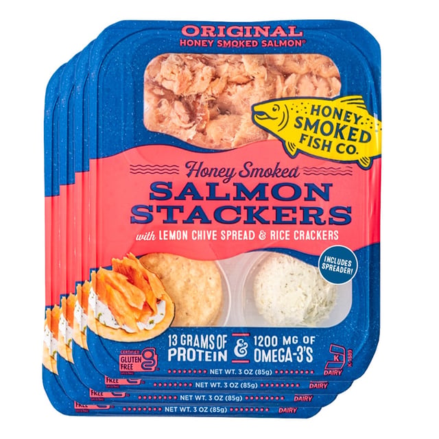 Honey Smoked Fish Co. Salmon Stackers, Original - 4 Pack, 3 oz Each