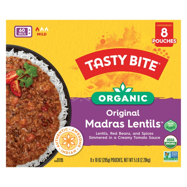 Tasty Bite Organic Madras Lentils, 8/10 Ounce Pouches