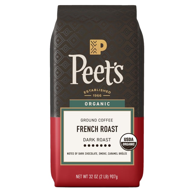 Organic Peet's Coffee French Roast Ground Coffee, Dark Roast, 2 Pounds